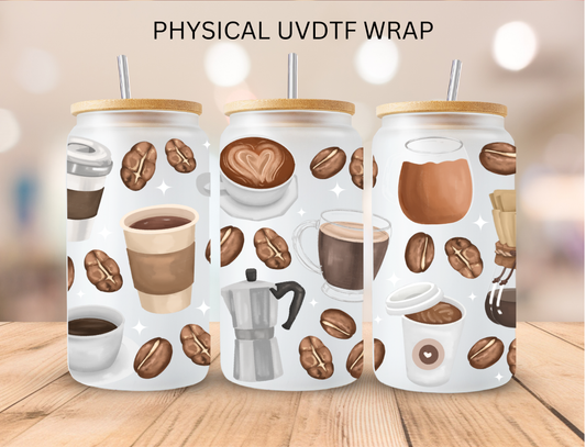 Coffee Mashup 01 - 16 oz / 20 oz Libby UV DTF Wrap