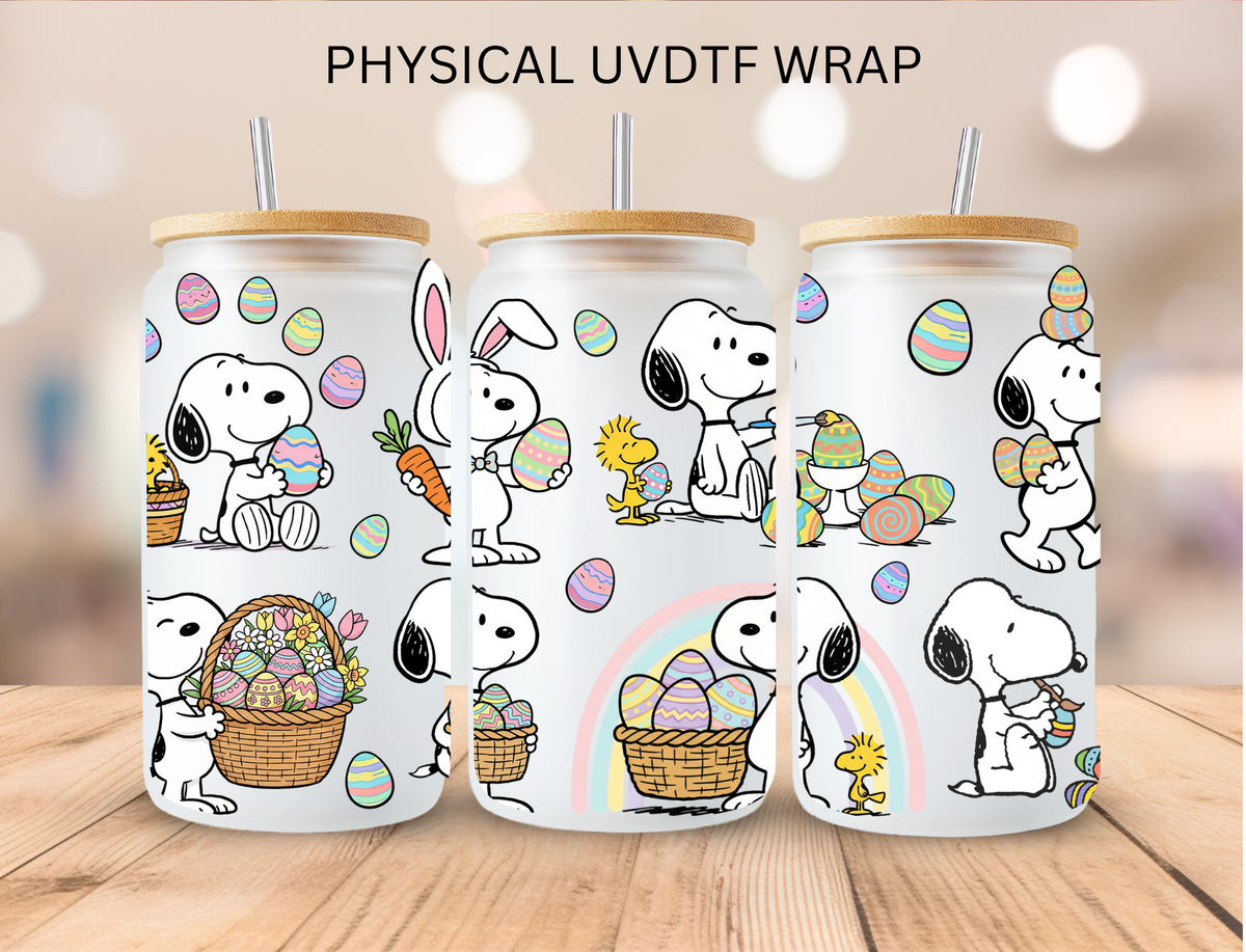 Easter White Dog - 16 oz / 20 oz Libby UV DTF