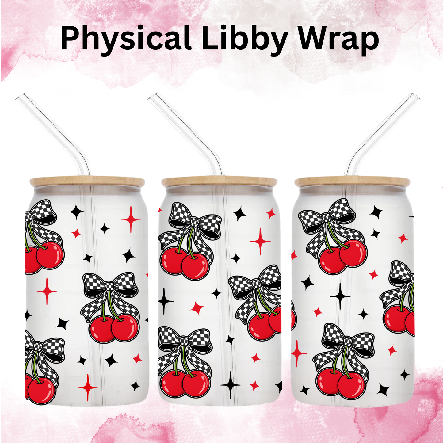 Valentines Checkered Cherries - 16 oz / 20 oz Libby UV DTF