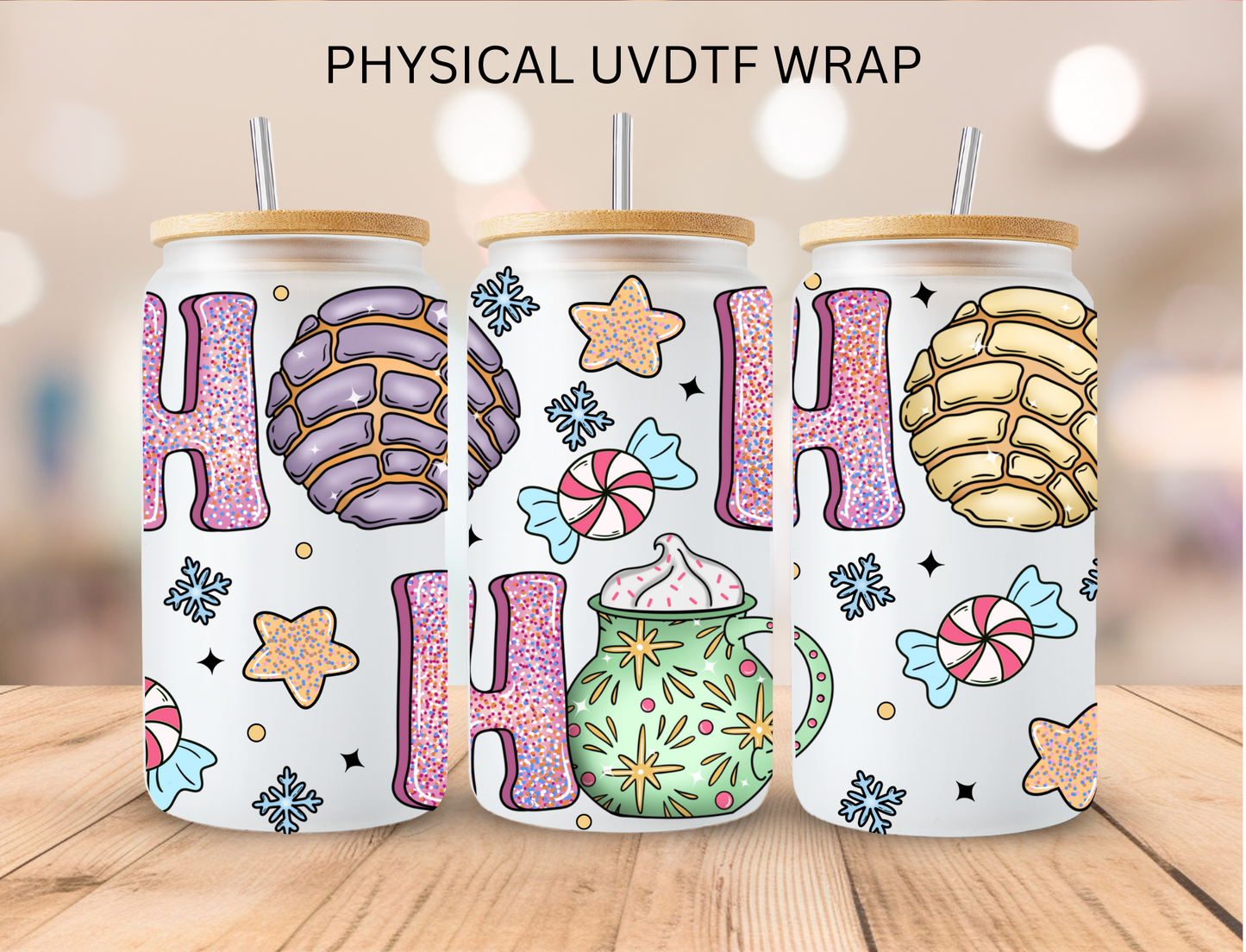 Christmas HO HO HO Concha - 16 oz / 20 oz Libby UV DTF