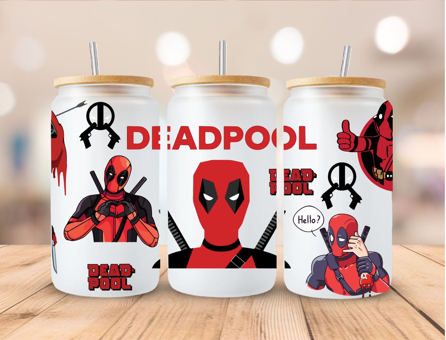 Deadpool - 16 oz / 20 oz Libby UV DTF Wrap