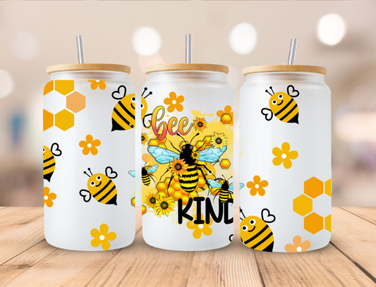 bee Kind - 16 oz / 20 oz Libby UV DTF Wrap