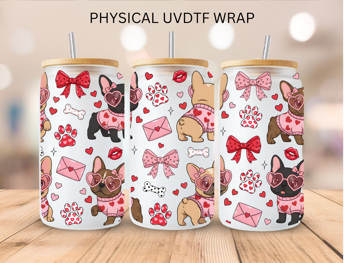 Valentines Dog and Bows - 16 oz / 20 oz Libby UV DTF