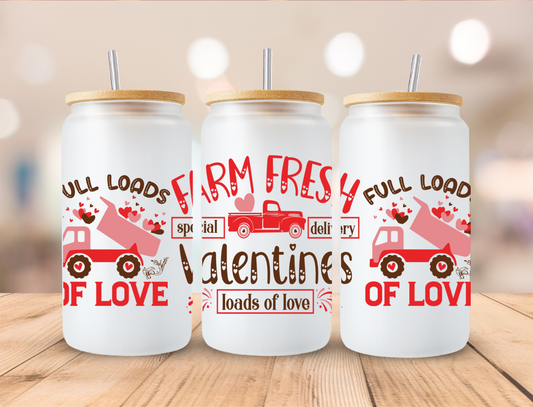 Valentines Full Loads Of Love - 16 oz Libby UV DTF Wrap