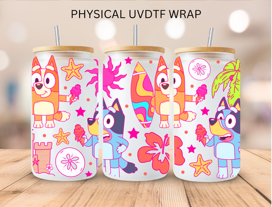 Beach Blue Dog - 16 oz / 20 oz Libby UV DTF Wrap