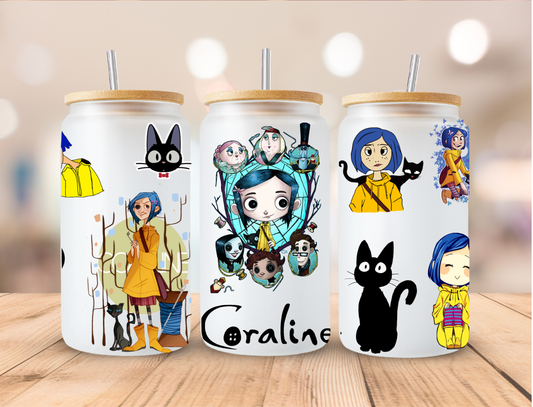 Button Girl - 16 oz / 20 oz Libby UV DTF Wrap