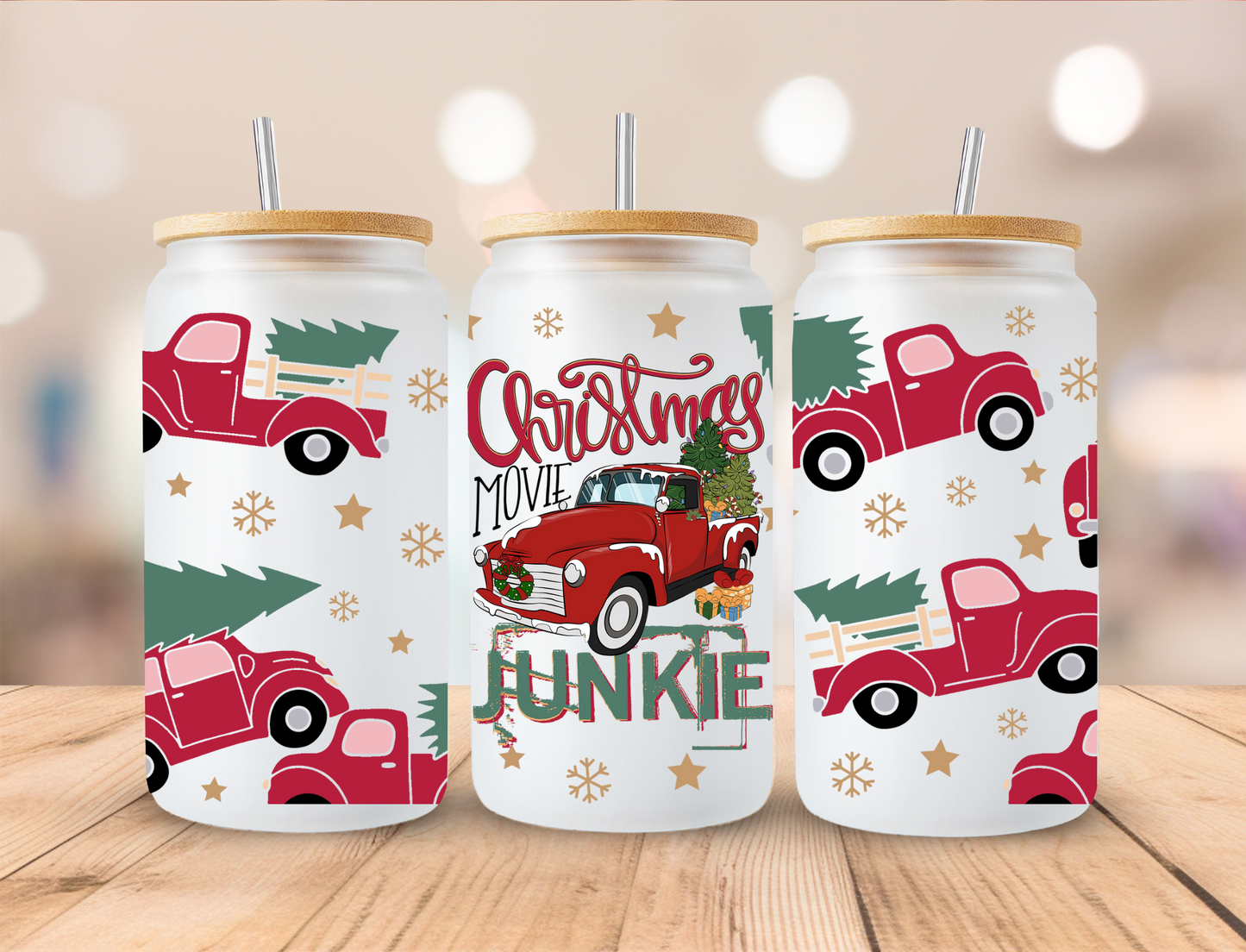 Christmas Junkie - 16oz Libby UV DTF Wrap