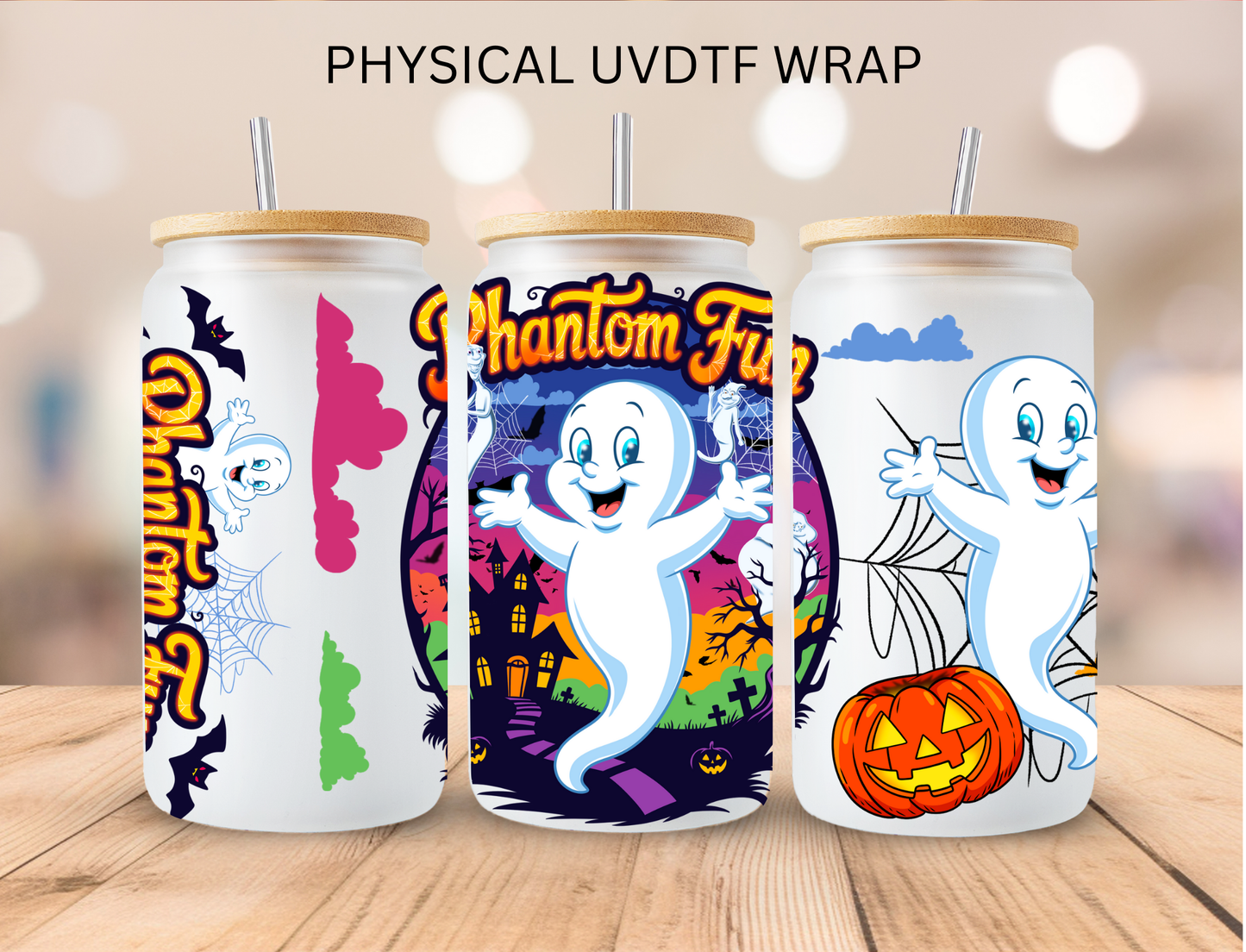 Halloween Friendly Ghost  - 16 oz / 20 oz Libby UV DTF Wrap