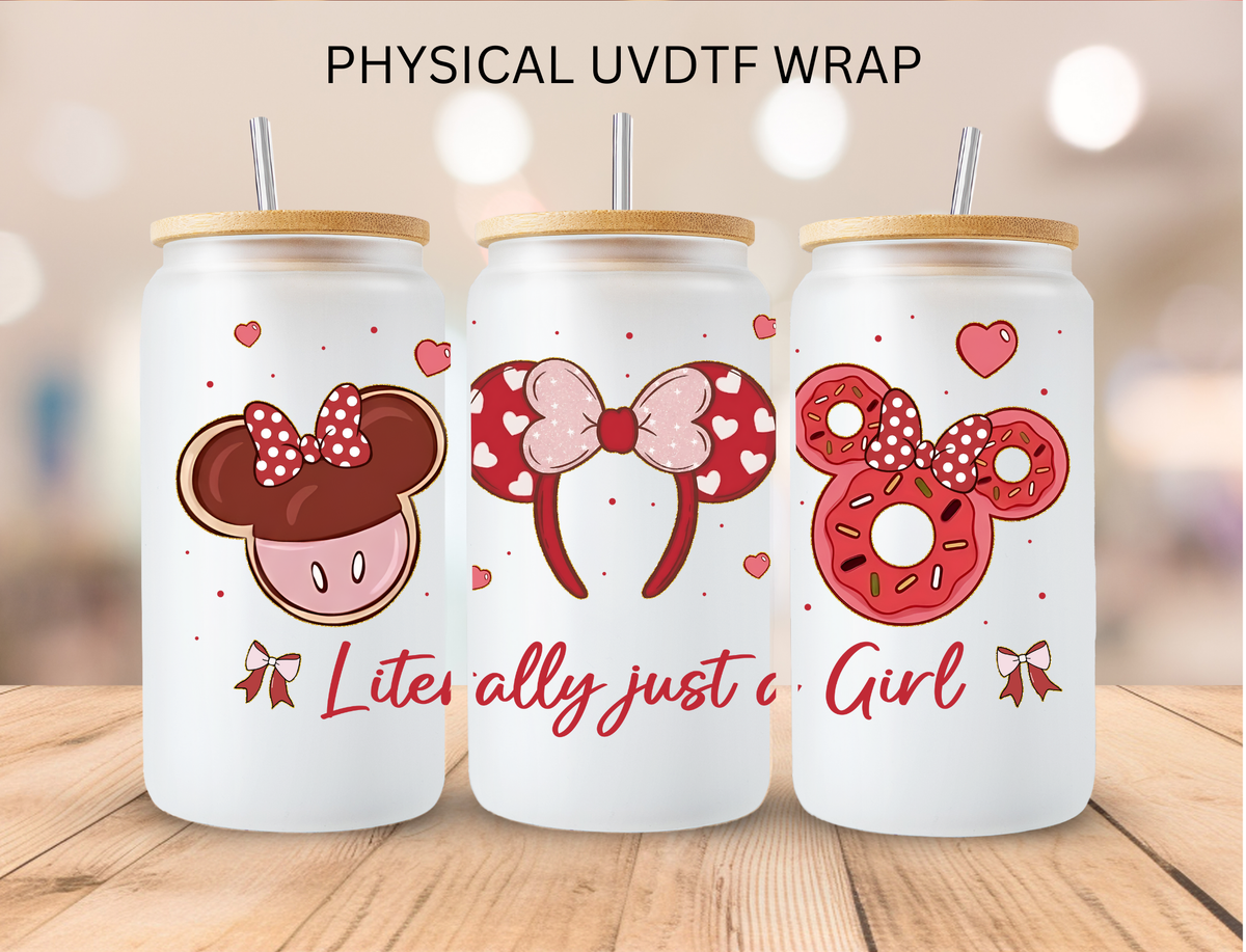 Valentines Mouse Literally Just a Girl - 16 oz / 20 oz Libby UV DTF