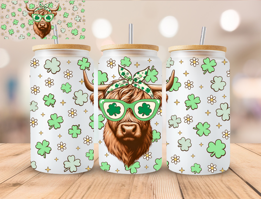 St. Patty's Heifer Cow - 16 oz / 20 oz Libby UV DTF Wrap