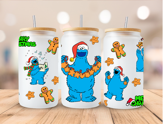 Christmas Cookie Monster - 16 oz / 20 oz Libby UV DTF Wrap