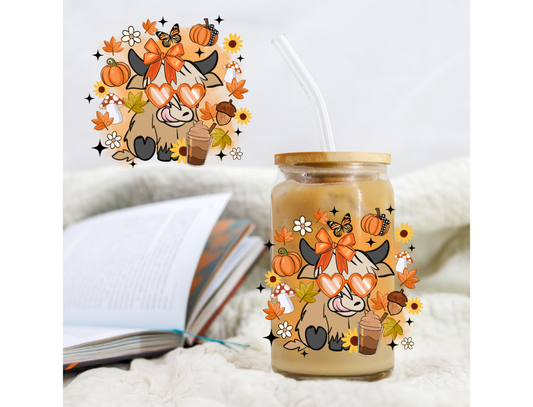 Boho Fall Cow - UVDTF decals