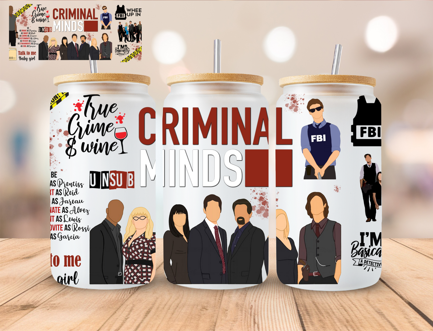 Criminal Minds - 16 oz / 20 oz Libby UV DTF Wrap