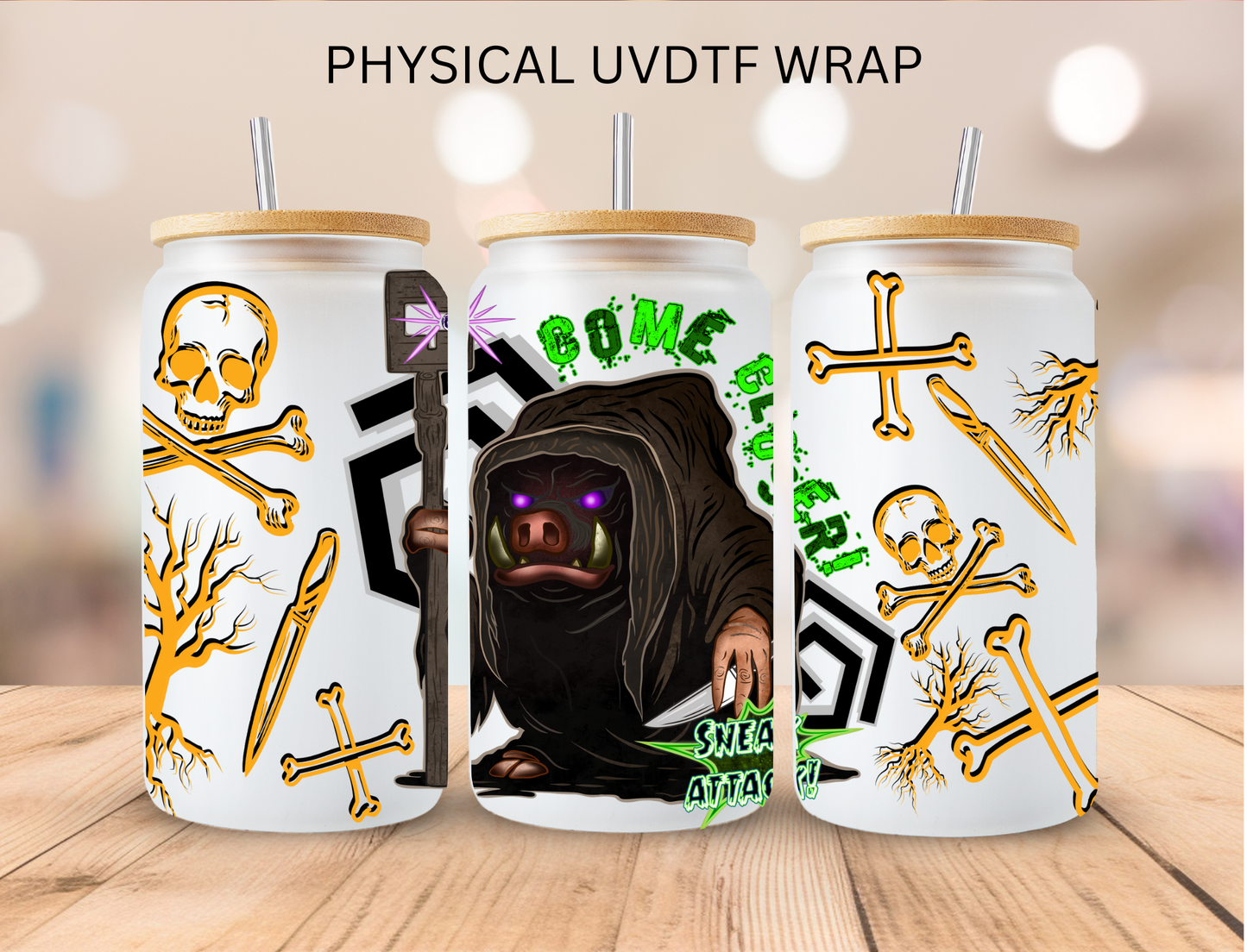 Mine Game Pig Villian (2) - 16 oz / 20 oz Libby UV DTF Wrap