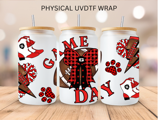 Red/Black Checkered GAME DAY - 16 oz / 20 oz Libby UV DTF Wrap