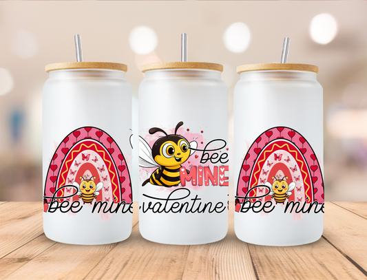 Valentines Bee Mine Rainbow - 16 oz Libby UV DTF Wrap