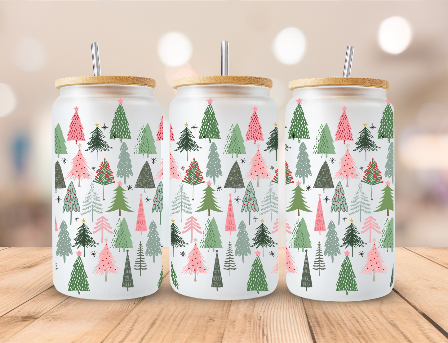 Christmas Trees - 16oz Libby UV DTF Wrap