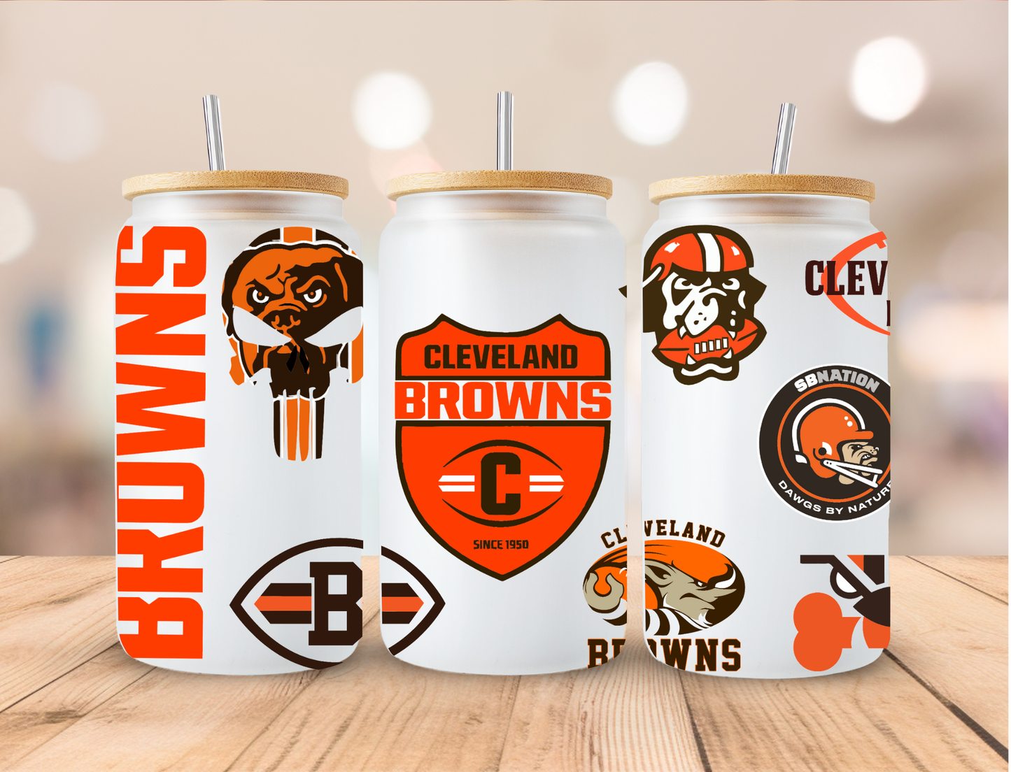 Football Cleveland Browns - 16 oz / 20 oz Libby UV DTF Wrap