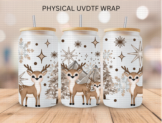 Christmas Deer - 16 oz / 20 oz Libby UV DTF Wrap