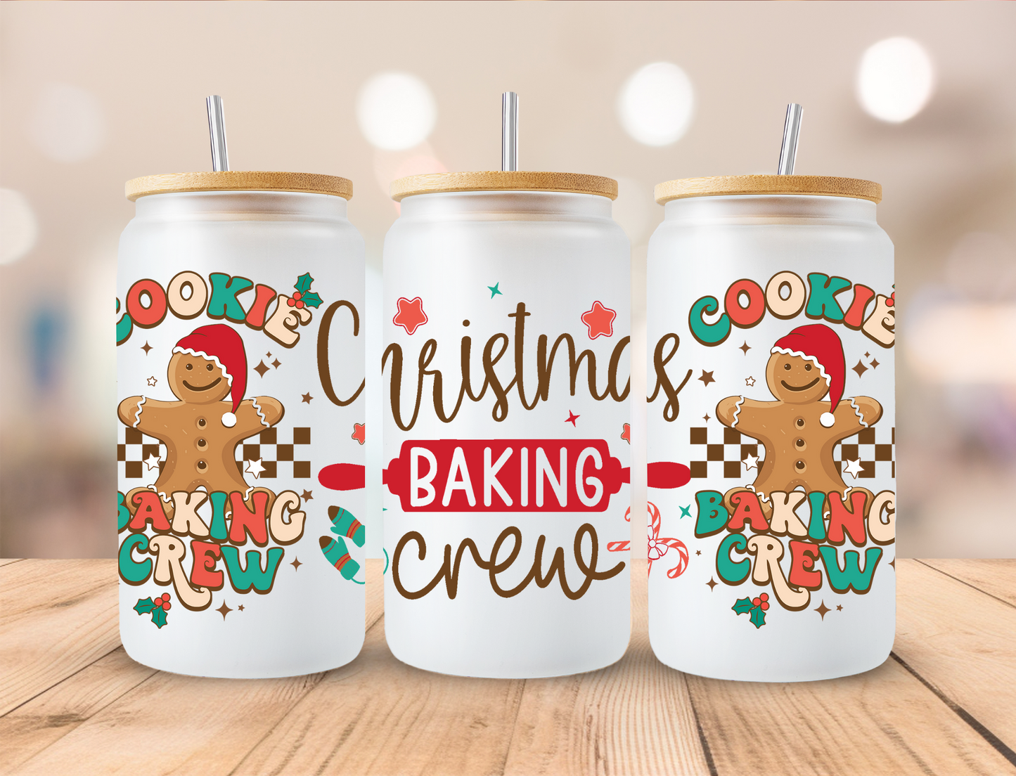 Christmas Baking Crew - 16oz Libby UV DTF Wrap