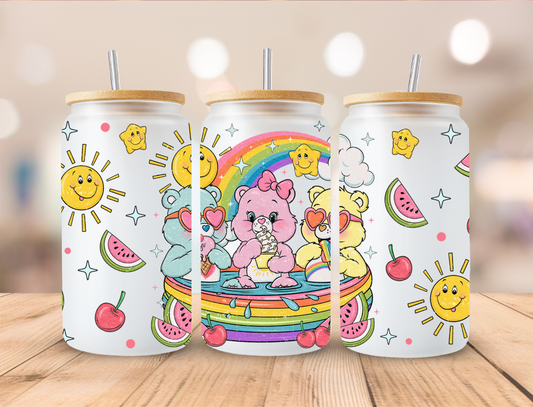 Colored Summer Bears - 16 oz / 20 oz Libby UV DTF Wrap GRAVITEES EXCLUSIVE DESIGN