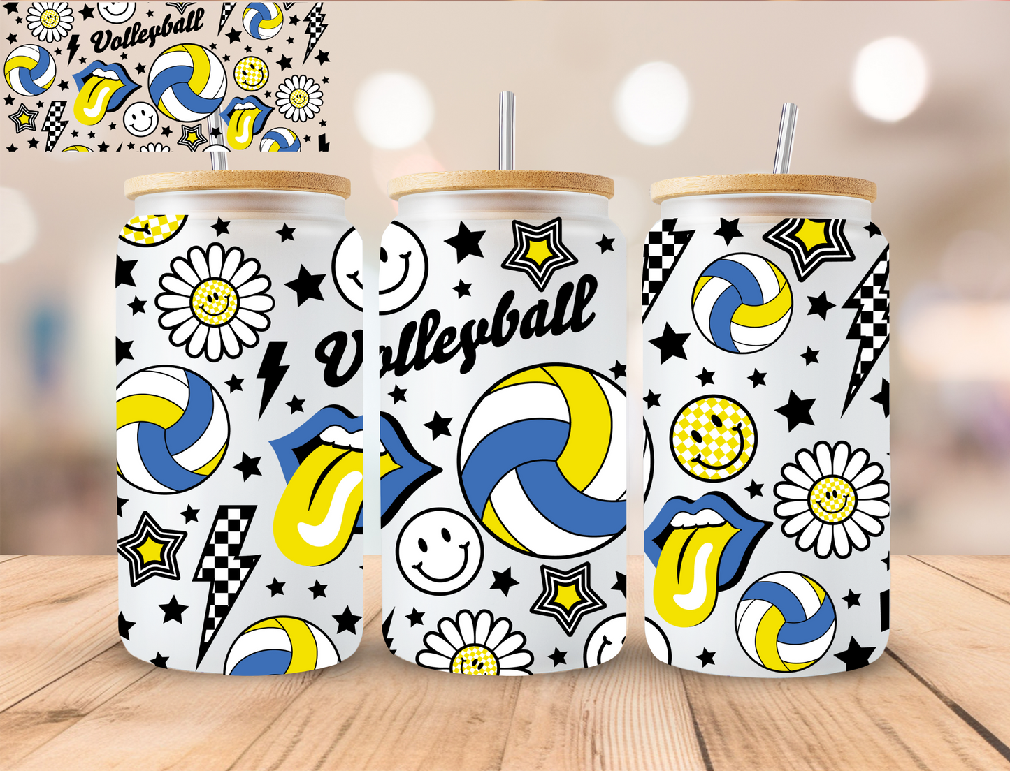 Volleyball Sports - 16 oz / 20 oz Libby UV DTF Wrap