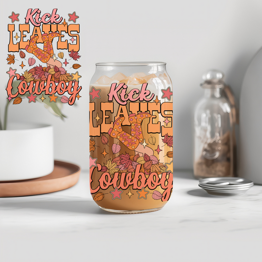 Autumn Kick Leaves Cowboy - UVDTF decals