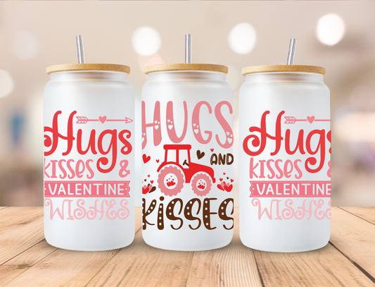 Valentines Hugs and Kisses - 16 oz Libby UV DTF Wrap