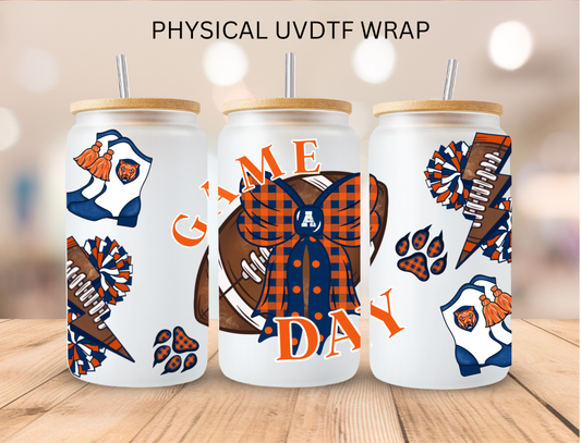 Navy/Orange Checkered GAME DAY - 16 oz / 20 oz Libby UV DTF Wrap