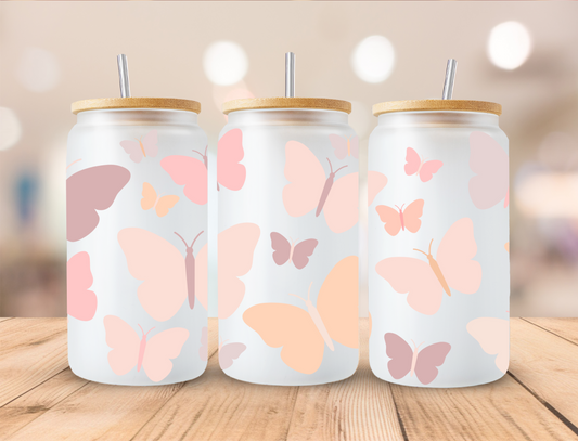 Pastel Butterflies - 16 oz / 20 oz Libby UV DTF Wrap