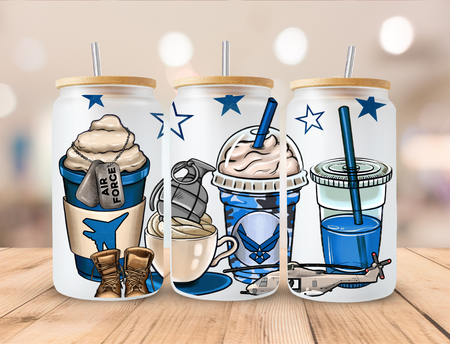 Air Force Coffee - 16oz Libby UV DTF Wrap