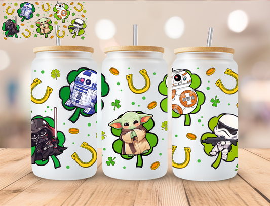St. Patty's Space Characters - 16 oz / 20 oz Libby UV DTF Wrap