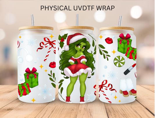 Christmas Girl Mean Green - 16 oz / 20 oz Libby UV DTF Wrap