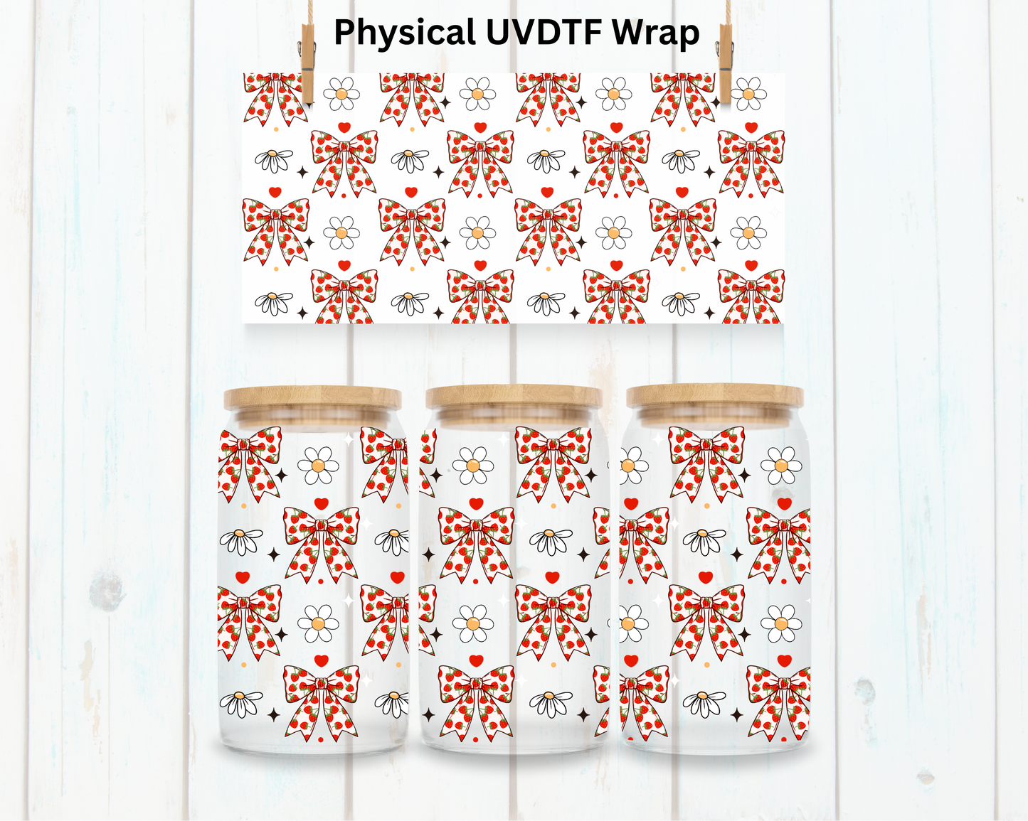 Strawberry Bows and Daisies - 16 oz / 20 oz Libby UV DTF