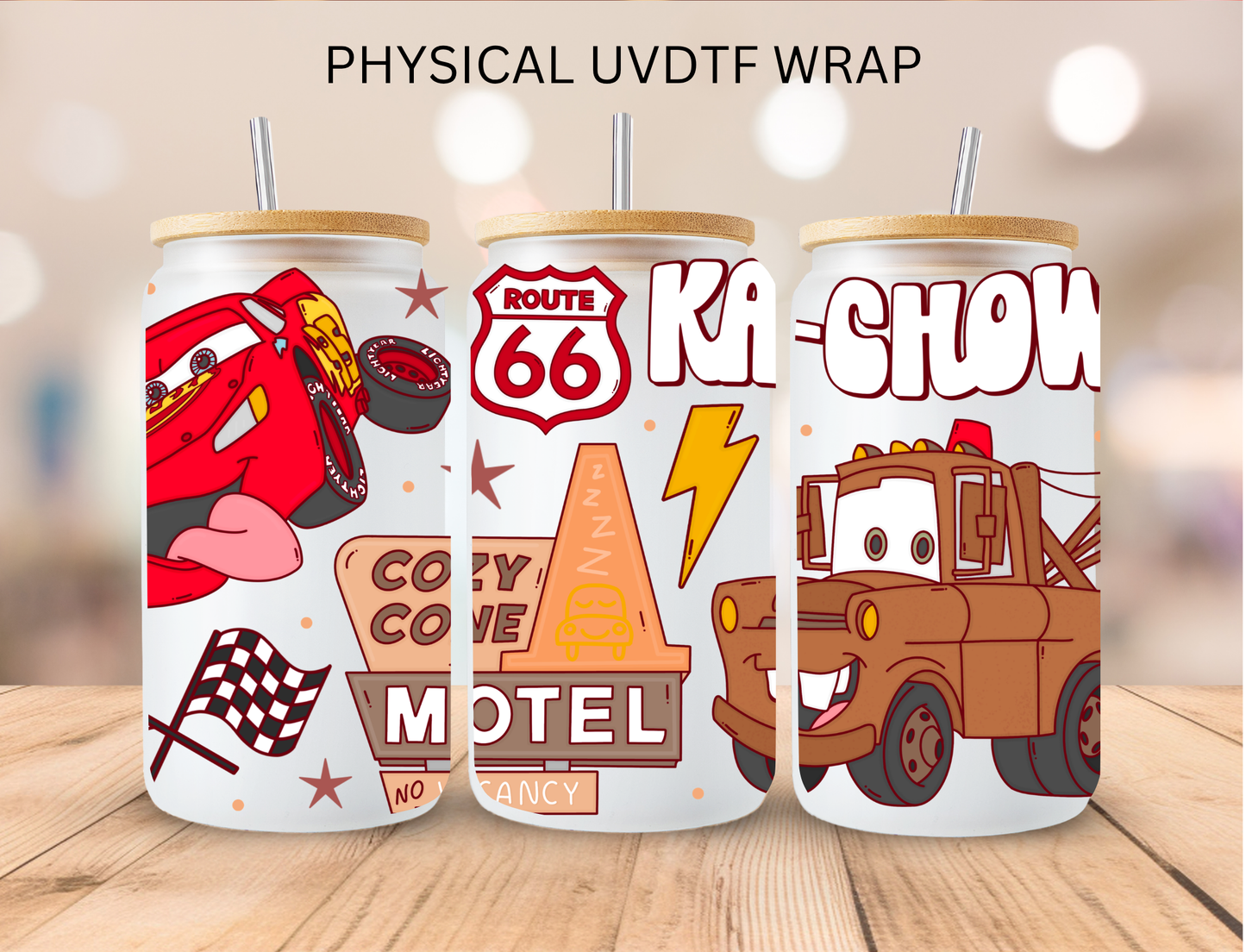 Cars Ka-Chow - 16 oz / 20 oz Libby UV DTF Wrap