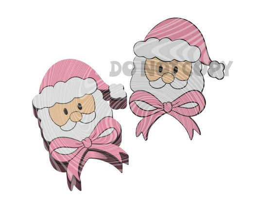 Pink Santa With Bow - 3D Printed Straw Topper