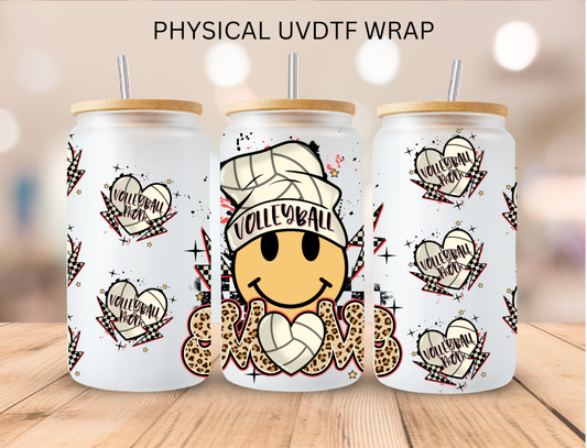 Volleyball Mom Smiley - 16 oz / 20 oz Libby UV DTF