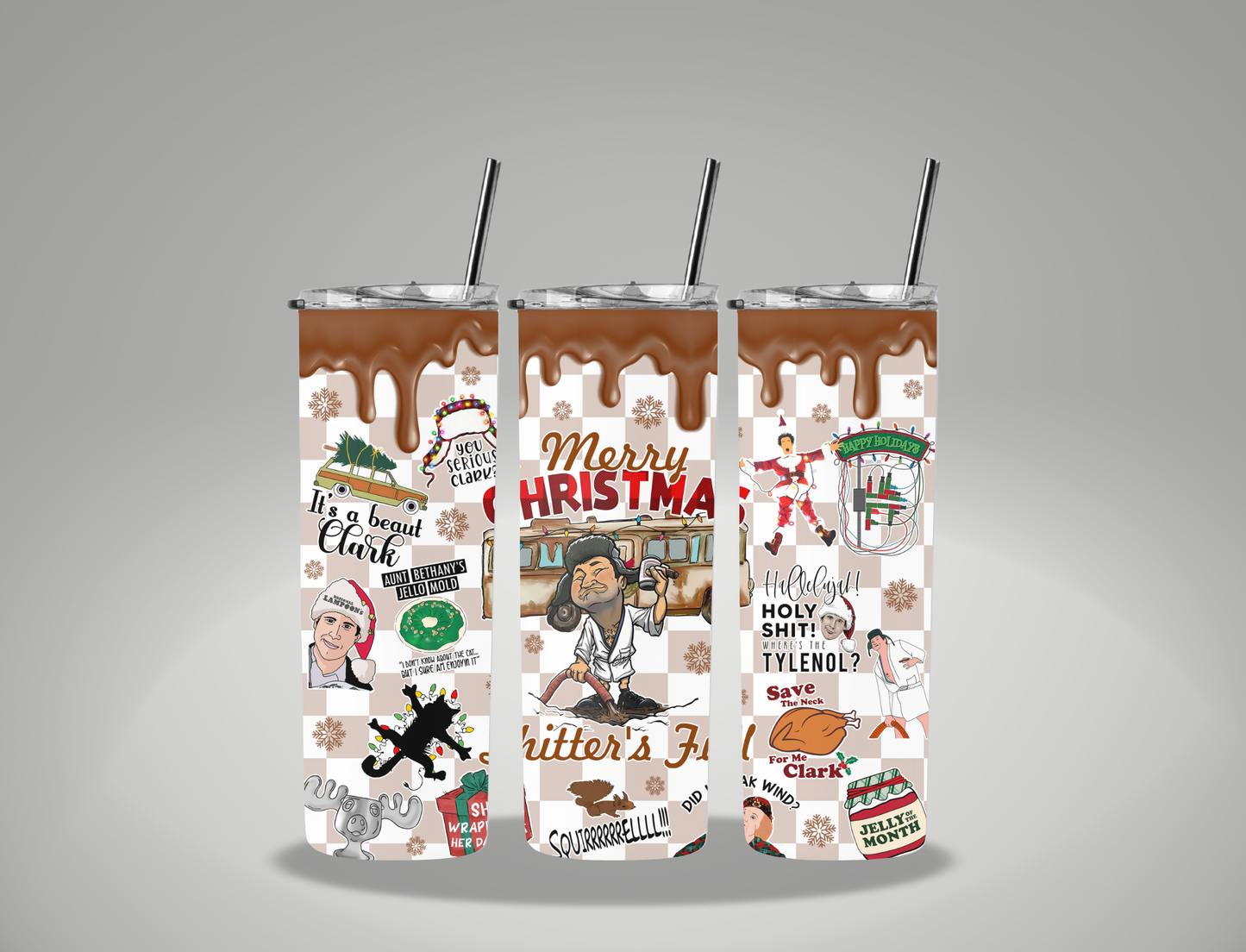 Christmas Crappers Full - 20oz Skinny Tumbler / 25 Oz Glass Tumbler Wrap