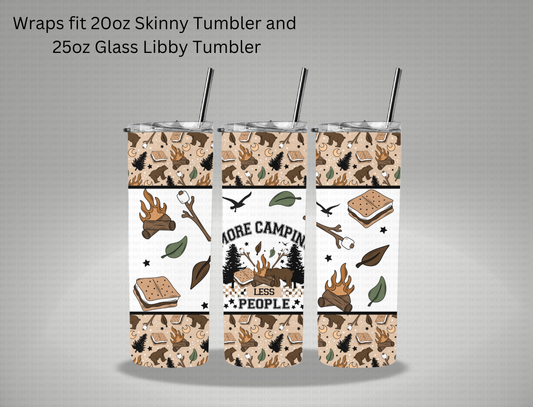 More Camping Less People - 20oz Skinny Tumbler / 25 Oz Glass Tumbler Wrap CERRA EXCLUSIVE