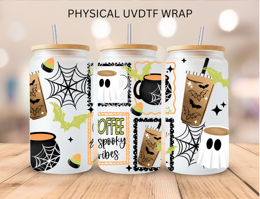 Halloween Coffee & Spooky Vibes - 16 oz / 20 oz Libby UV DTF Wrap