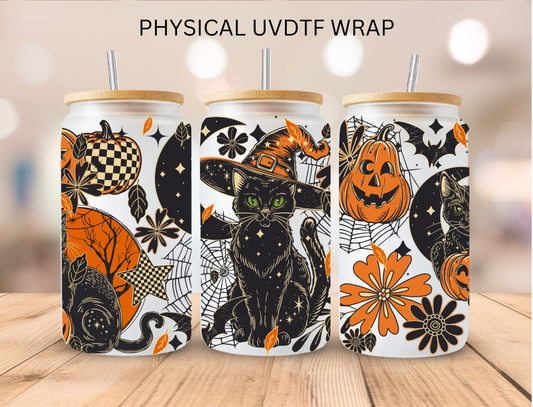 Halloween Black Cat - 16 oz / 20 oz Libby UV DTF Wrap