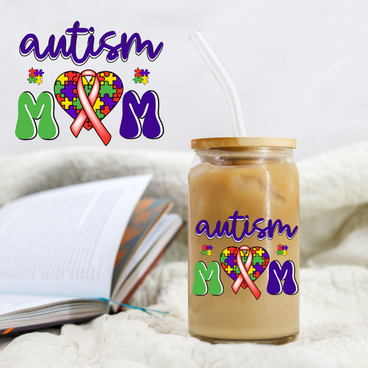 Autism Awareness Mom Heart - UV DTF Libby Decal