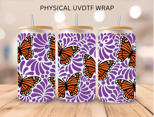 Purple Monarch Butterfly Talavera - 16 oz / 20 oz Libby UV DTF
