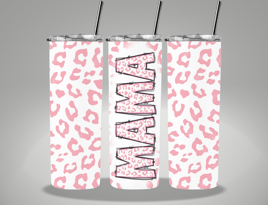 Mother's Day Pink Leopard Mama - 20oz Skinny Tumbler Wrap