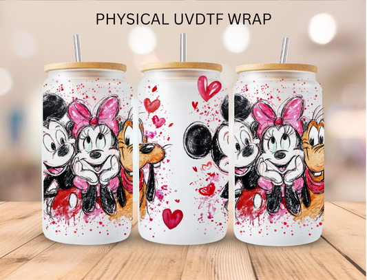 Valentines Watercolor Mouse Friends - 16 oz / 20 oz Libby UV DTF