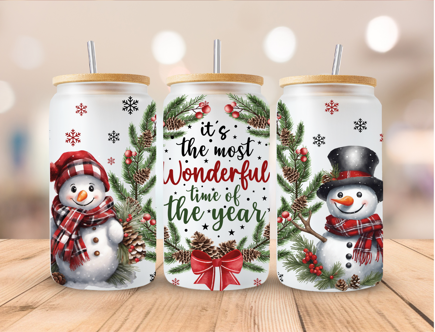Christmas Wonderful time Of Year - 16 oz / 20 oz Libby UV DTF Wrap