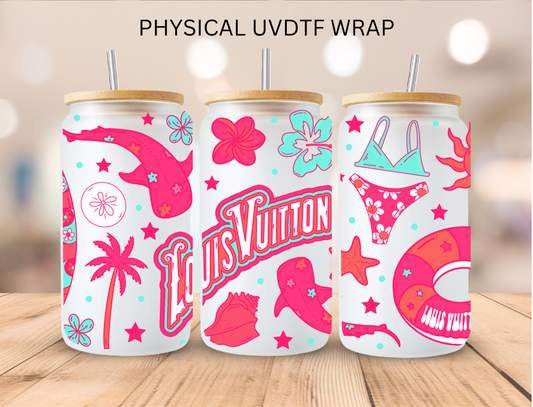 Pink Sea Animals Louis Boujie - 16 oz / 20 oz Libby UV DTF Wrap