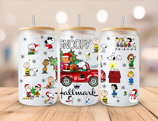 Christmas Dog Tree Truck - 16oz Libby UV DTF Wrap