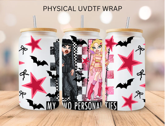 Brat Girl M 2 Personalities - 16 oz / 20 oz Libby UV DTF Wrap
