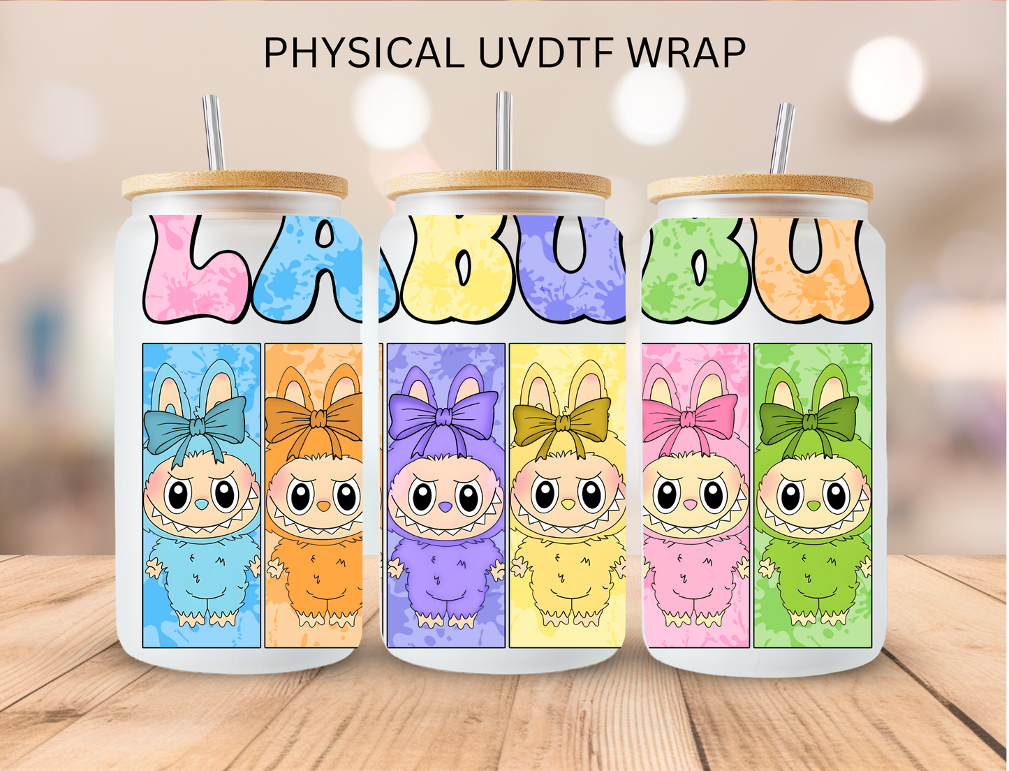Colored Squared Bubu Bears - 16 oz / 20 oz Libby UV DTF